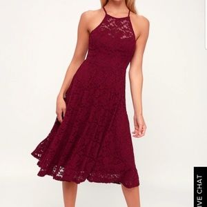 Lulu's Maroon Lace Halter Dress